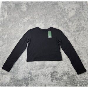 3/$20 Wild Fable Shirt Juniors XS Black Long Sleeve Crop Top Cotton Crew Neck